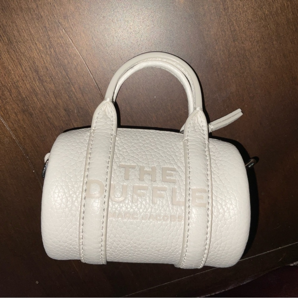 Marc Jacobs White Nano Bag with Textured Leather and Cylindrical Shape